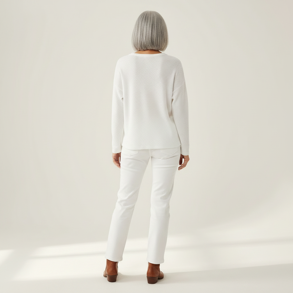 Sylvie - Pull uni à col en V - autre vue