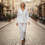 Sylvie - Pull uni à col en V - autre angle