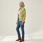 Elke | Gilet vert avec motif floral - vue de profil