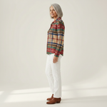 Gloria | Gilet à carreaux multicolore avec boutons - vue de profil