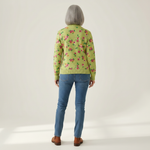 Elke | Gilet vert avec motif floral - vue de dos