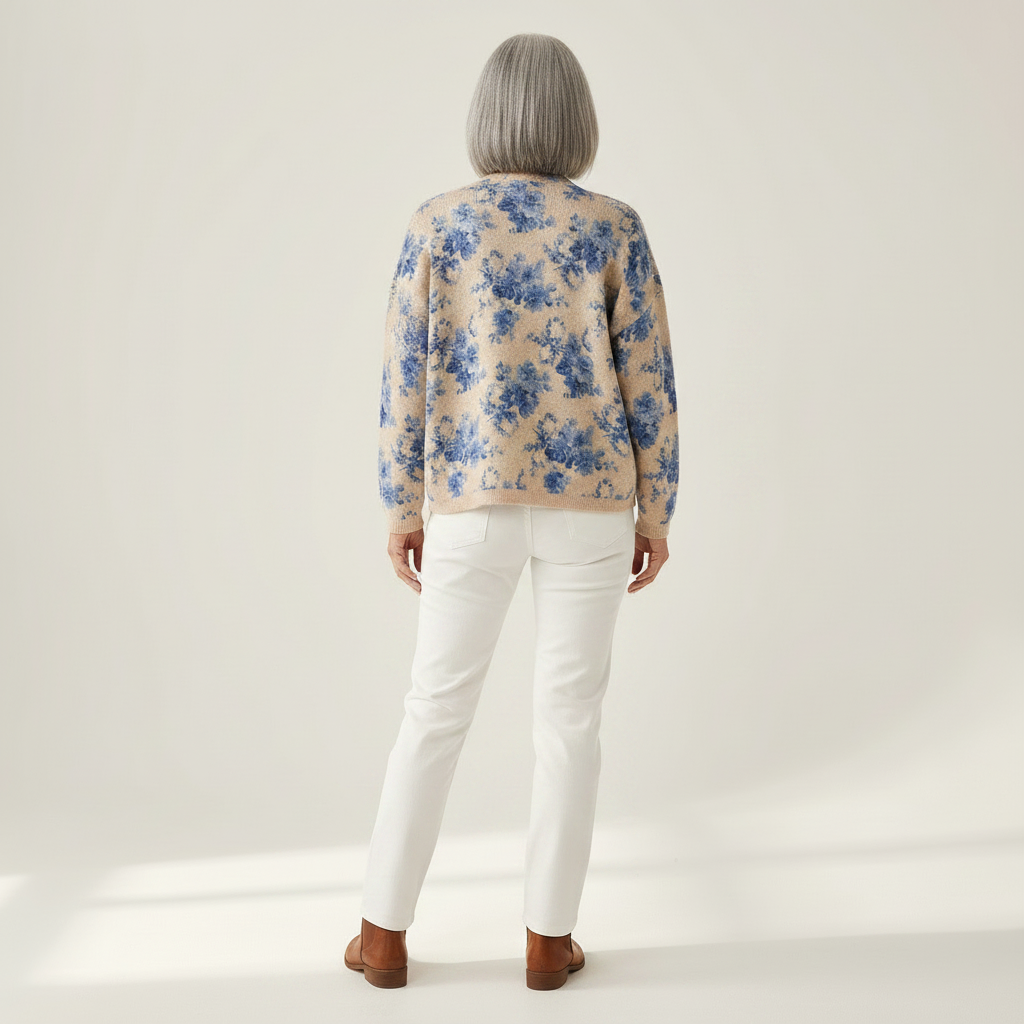 Renaya | Cardigan en maille vintage pour femme - vue de dos