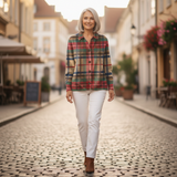 Gloria | Gilet à carreaux multicolore avec boutons - en extérieur