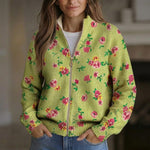 Elke | Gilet vert avec motif floral - AMORA MODE