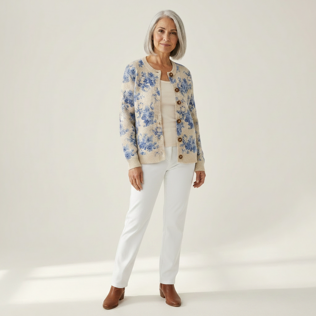Renaya | Cardigan en maille vintage pour femme - vue de face