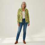 Elke | Gilet vert avec motif floral - vue de face