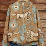 Brigitte : veste en tricot avec motif de chevaux et de cactus, vue détaillée