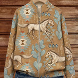 Brigitte : veste en tricot avec motif de chevaux et de cactus, vue détaillée