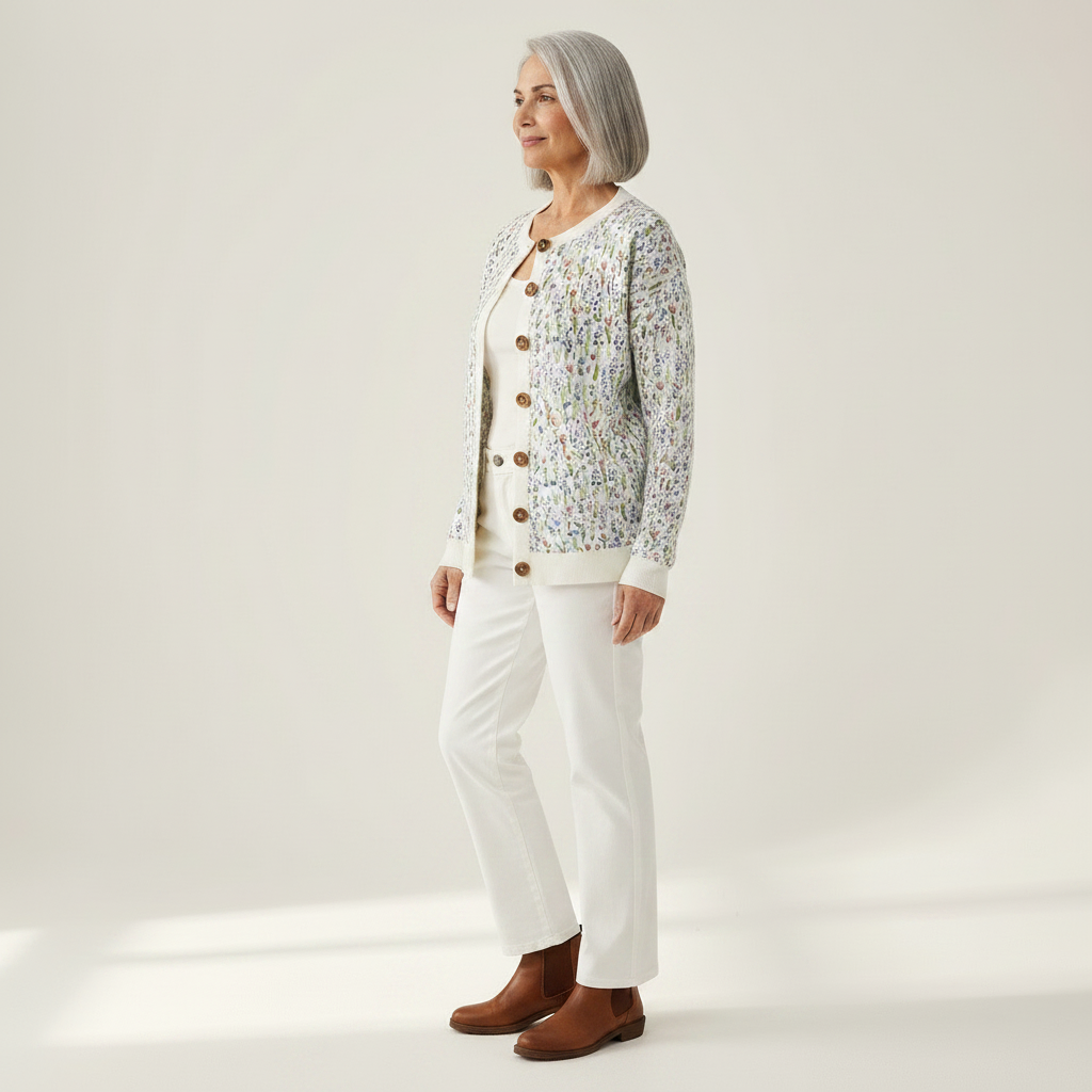 Soraya | Cardigan en maille vintage pour femme - vue de profil