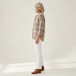 Aline | Gilet en tricot à carreaux douillet - vue de profil