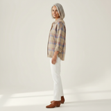 Aline | Gilet en tricot à carreaux douillet - vue de profil