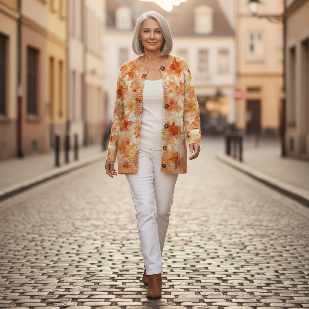 Isolyn | Cardigan en maille vintage pour femme - porté en extérieur