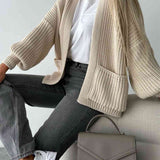 Lanna Cardigan Femme Ouvert – Coupe Relax, Manches Ballon & Maille Douce