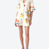 Stella Ensemble en Lin Femme – Coordonné Estival avec Imprimé Tropical, Chemise Légère & Short Confortable