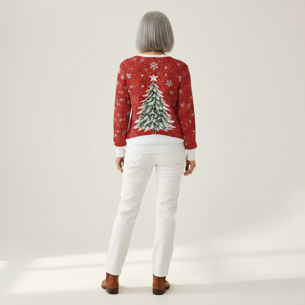 Sofia - Pull de Noël rouge à sapin - autre vue