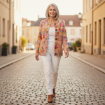 Aveline | Cardigan en maille vintage pour femme - porté en extérieur