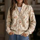 Ingrid | Gilet avec délicates volutes florales - AMORA MODE