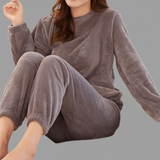 Alisson Ensemble Velours Femme – Tenue Doublée Douce à Manches Longues & Poignets Élastiques