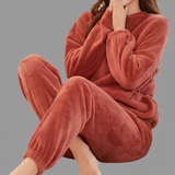 Alisson Ensemble Velours Femme – Tenue Doublée Douce à Manches Longues & Poignets Élastiques