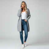 Angelie Cardigan Hoodie Oversize Femme – Gilet en Maille Douce avec Capuche et Manches Chauve-souris