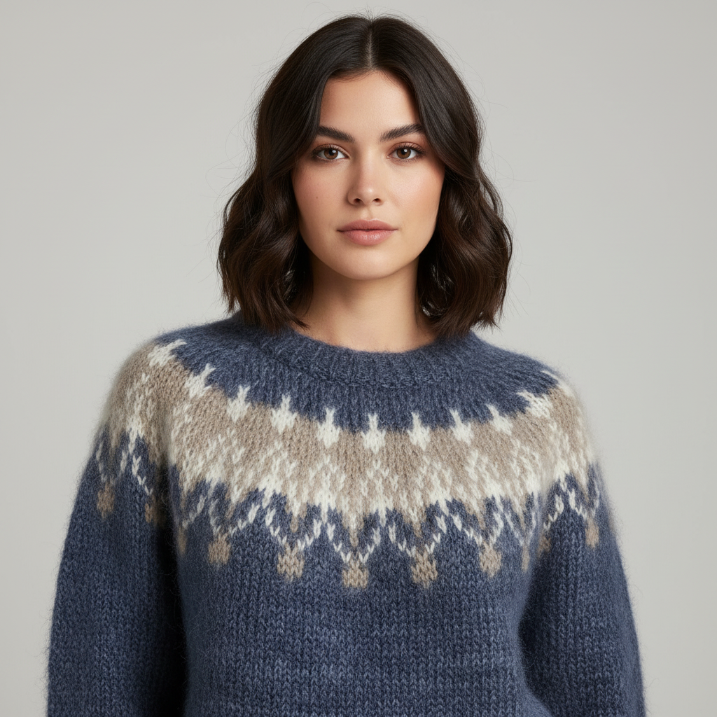 Bella Pull Oversize Femme – Pull en Maille Fair Isle Confortable pour un Style Hivernal