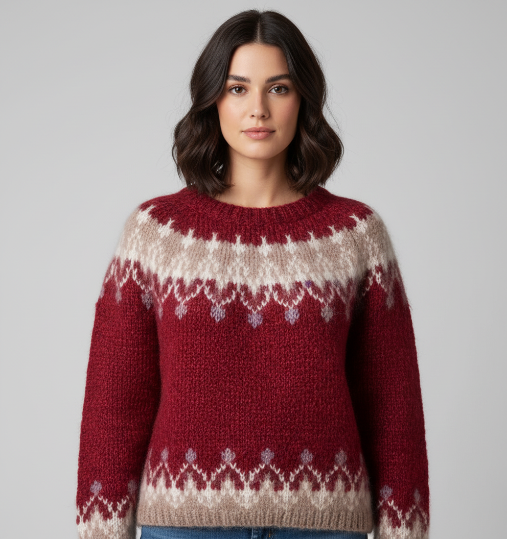 Bella Pull Oversize Femme – Pull en Maille Fair Isle Confortable pour un Style Hivernal