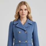 Livy Trench Femme Cintré – Manteau Élégant à Double Boutonnage, Ceinture et Jupe Plissée