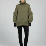 Amellia Pull Oversize Femme – Pull en Maille Douce à Col Montant et Épaules Tombantes