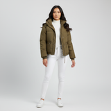 Nadine Doudoune Femme Beige – Veste Puffer Oversize à Col Montant et Poches Zippées