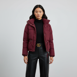 Nadine Doudoune Femme Beige – Veste Puffer Oversize à Col Montant et Poches Zippées