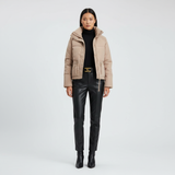 Nadine Doudoune Femme Beige – Veste Puffer Oversize à Col Montant et Poches Zippées