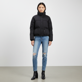 Nadine Doudoune Femme Beige – Veste Puffer Oversize à Col Montant et Poches Zippées