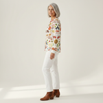 Mathilde - Pull crème à petits sapins - détail du tissu