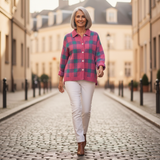 Anouk | Gilet en tricot à carreaux classique avec col - en extérieur