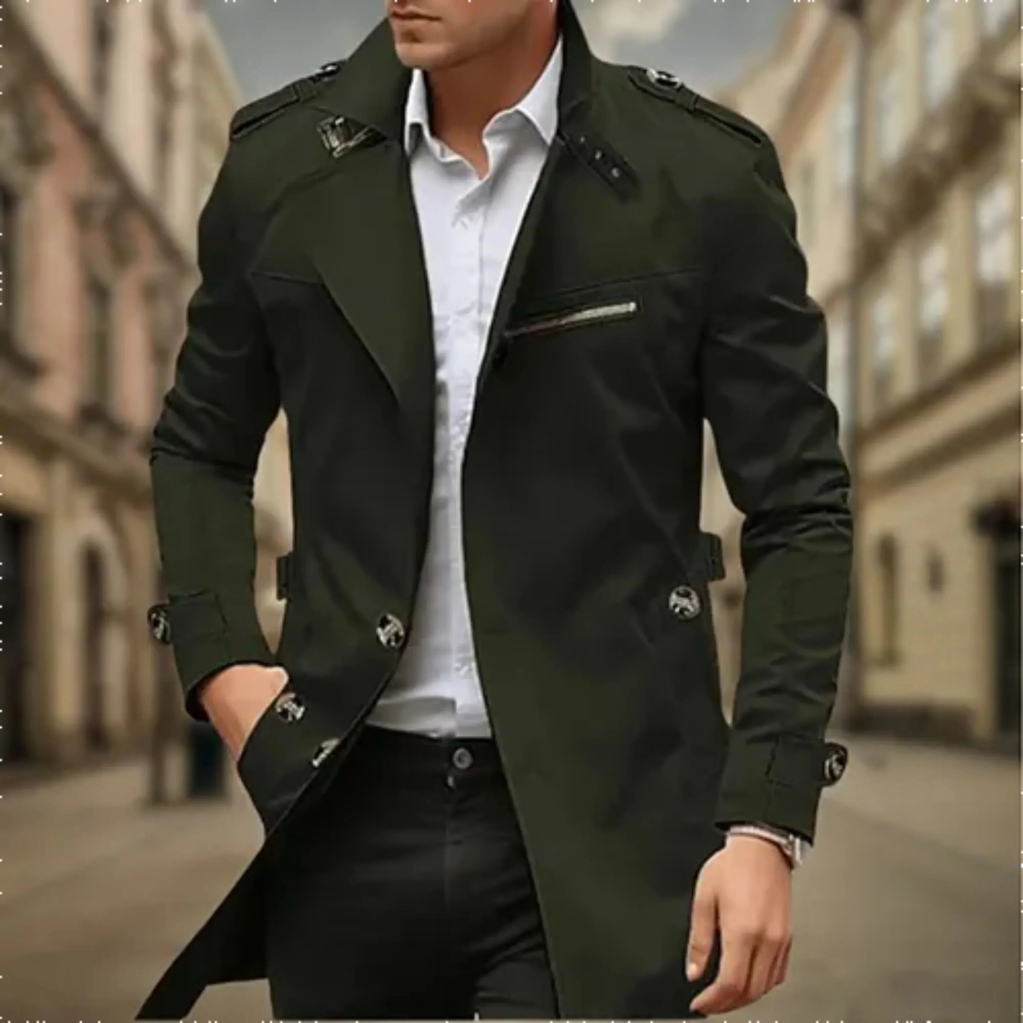 Rey Manteau Homme – Trench-Coat Imperméable Élégant à Double Boutonnage Classique