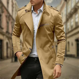 Rey Manteau Homme – Trench-Coat Imperméable Élégant à Double Boutonnage Classique