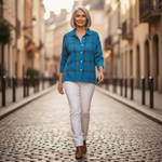 Charline | Gilet en tricot à carreaux brossés - en extérieur
