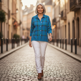 Charline | Gilet en tricot à carreaux brossés - en extérieur