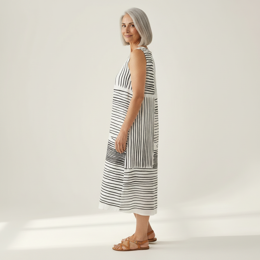Christiane - robe fluide et confortable pour femme, portée en tenue d’été