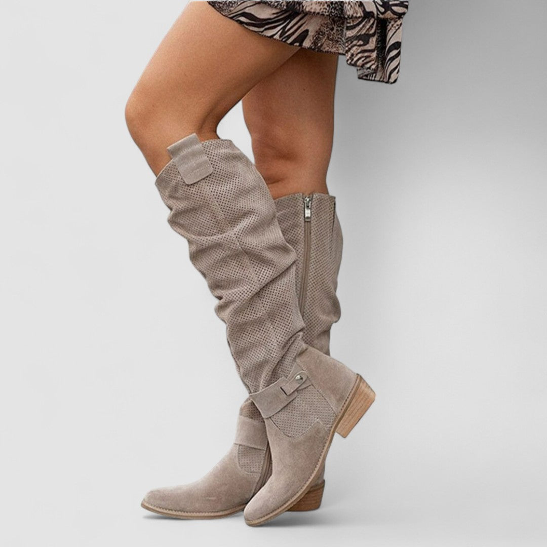Georgette - Bottes western hauteur genou à tige froncée