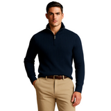 Ashford Pull Homme Demi-Zip – Maille Côtelée, Coupe Ajustée & Style Moderne