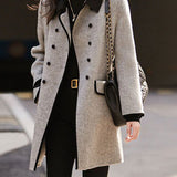Lotte Manteau Femme Double Boutonnage – Laine Tweed, Élégance Classique & Chaleur