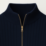 Ashford Pull Homme Demi-Zip – Maille Côtelée, Coupe Ajustée & Style Moderne