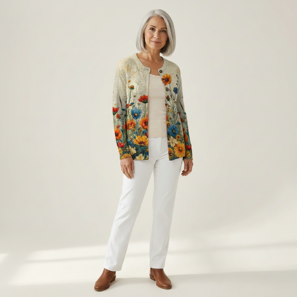 Lunara | Cardigan en maille vintage pour femme - vue de face