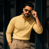 Ashford Pull Homme Demi-Zip – Maille Côtelée, Coupe Ajustée & Style Moderne