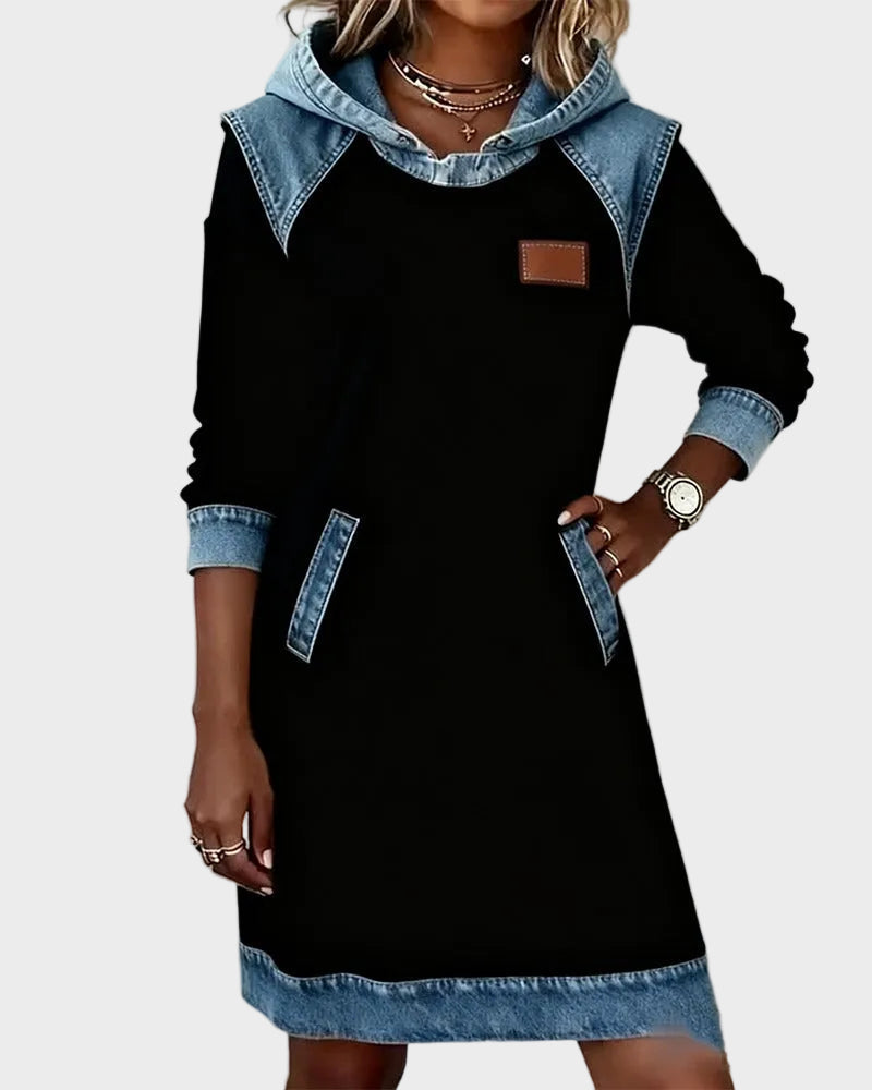 Irena - robe sweat à capuche effet jean | AMORA MODE