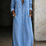 Delana - robe en denim à boutons pour femme