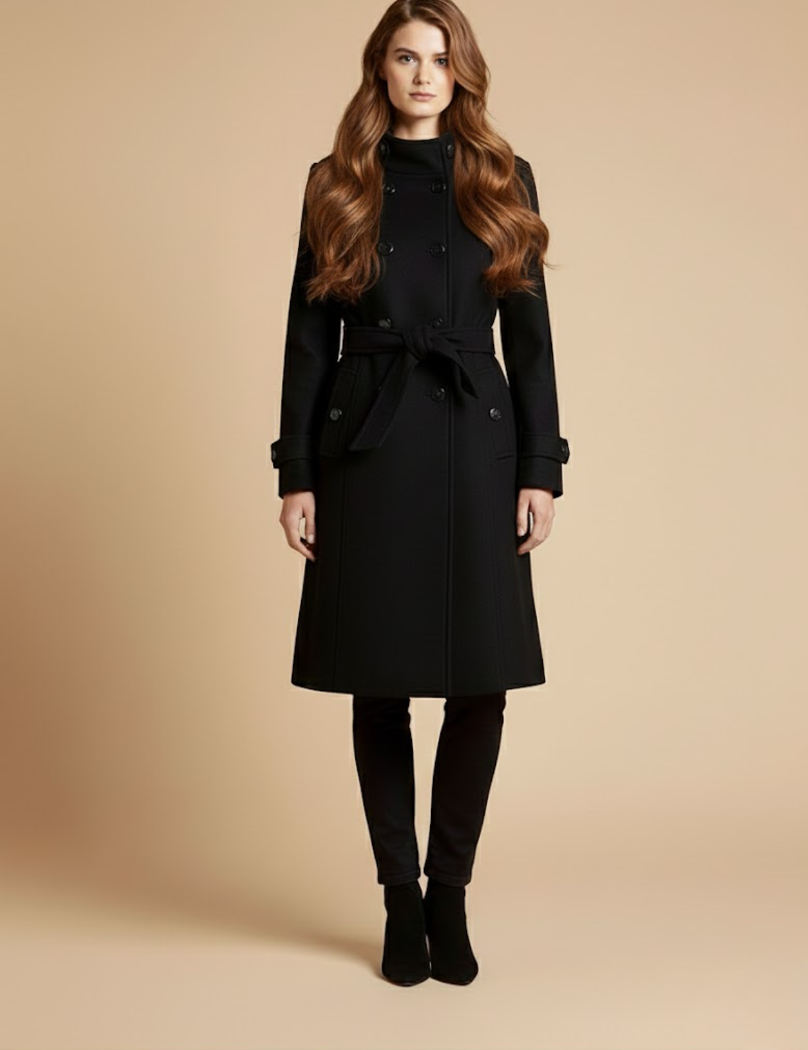 Ramiella Manteau Croisé Femme – Coupe Mi-Longue, Élégance Classique & Confort Quotidien