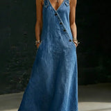 Vera - robe longue en denim boutonnée pour femme - vue 2