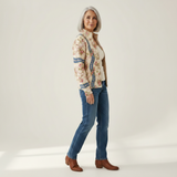 Sabine | Gilet avec motif de roses - vue de profil